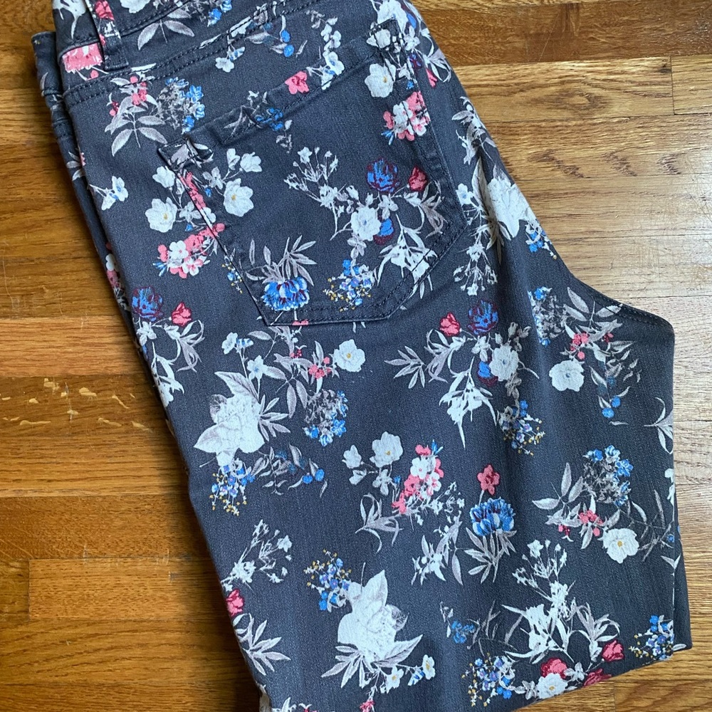 Lane Bryant Floral Jeans 14R mid rise skinny